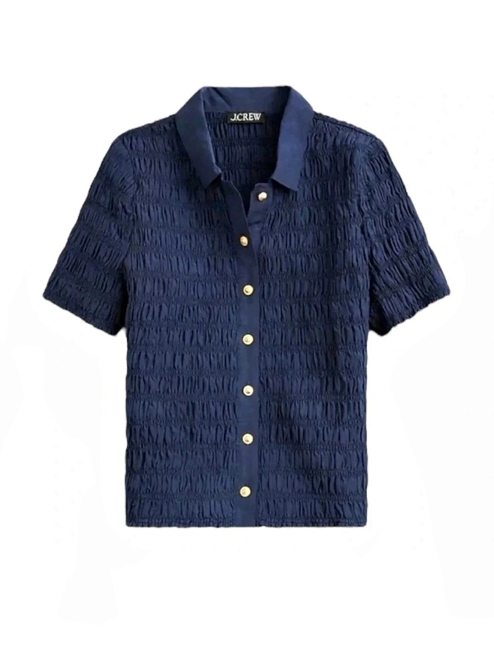 J.Crew Smocked button-up shirt in cotton-blend voile